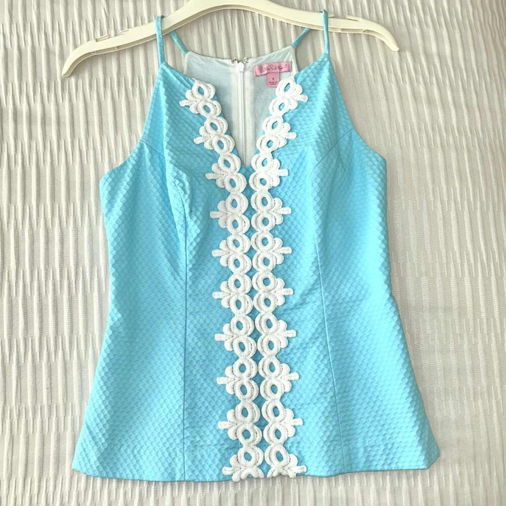 Lilly Pulitzer Breakwater Blue Magnolia Halter Top